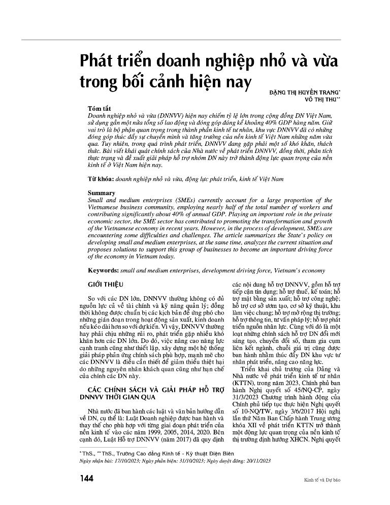 Phát triển doanh nghiệp nhỏ và vừa trong bối cảnh hiện nay