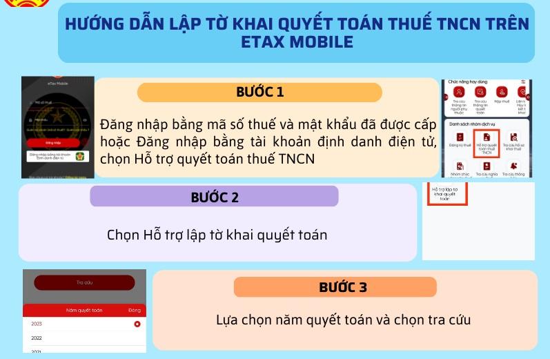 Hướng dẫn lập tờ khai quyết toán thuế TNCN trên Etax Mobile