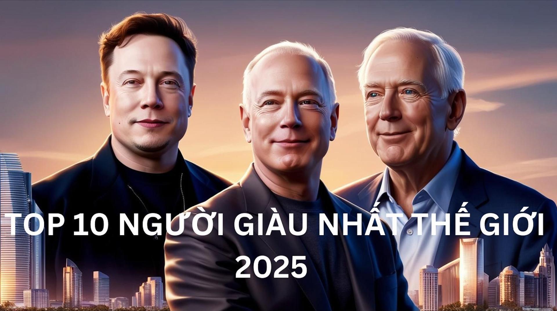 Đếm tài sản top 10 người giàu nhất thế giới đầu năm 2025