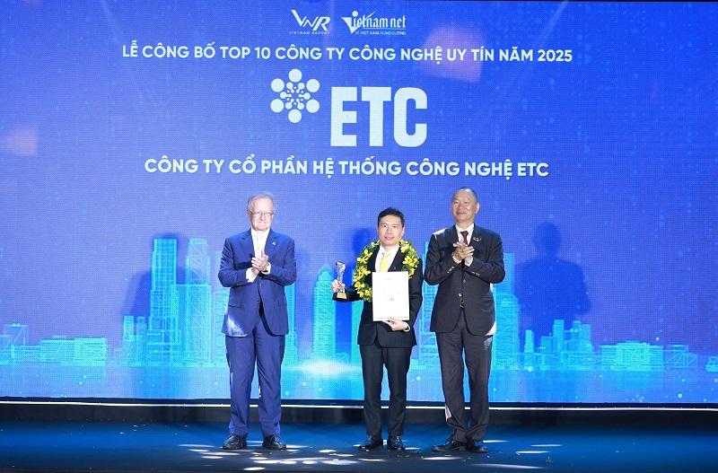 ETC nhận danh hiệu Top 10 Công ty Công nghệ uy tín năm 2025